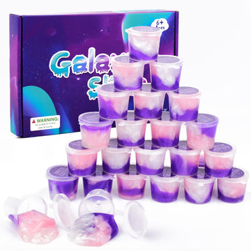 24 Pack Galaxy Slime Kit, Super Soft Stretchy Non-Sticky, Stress Relief Slime Toys For Girls And Boys Party Favors Kids Gift, Be