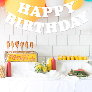 White Happy Birthday Banner Sign Happy Birthday Bunting Banner Flag Garland For Kids Boys Girls Baby Birthday Party Decorations Supplies