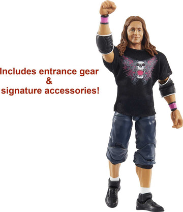 Mattel Bret “Hit Man” Hart Wrestlemania Action Figure With Entrance Shirt & Vince Mcmahon Build-A-Figure Pieces, 6-In Posable Collectible Gift For Fans Ages 8 Years Old & Up