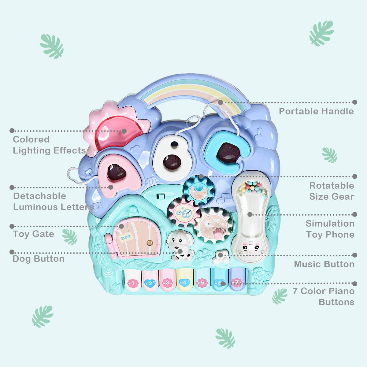 BABY JOY Sit-to-Stand Learning Walker, Kids Activity Center, Entertainment Table w/Lights & Sounds, Music, Detachable Panel, Edu