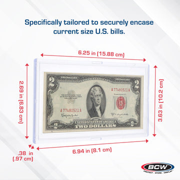 Bcw Deluxe Currency Slab For U.S. Bills - 1Ct | Clear Polystyrene, Snap-Together Protection Money Case | Ideal For Paper Money C