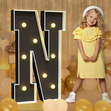 Imprsv Marquee Letters Black 3Ft: Black Party Decor - Light Up Letter N Large 3 Feet Tall - Party Decorations Letter For Birthda