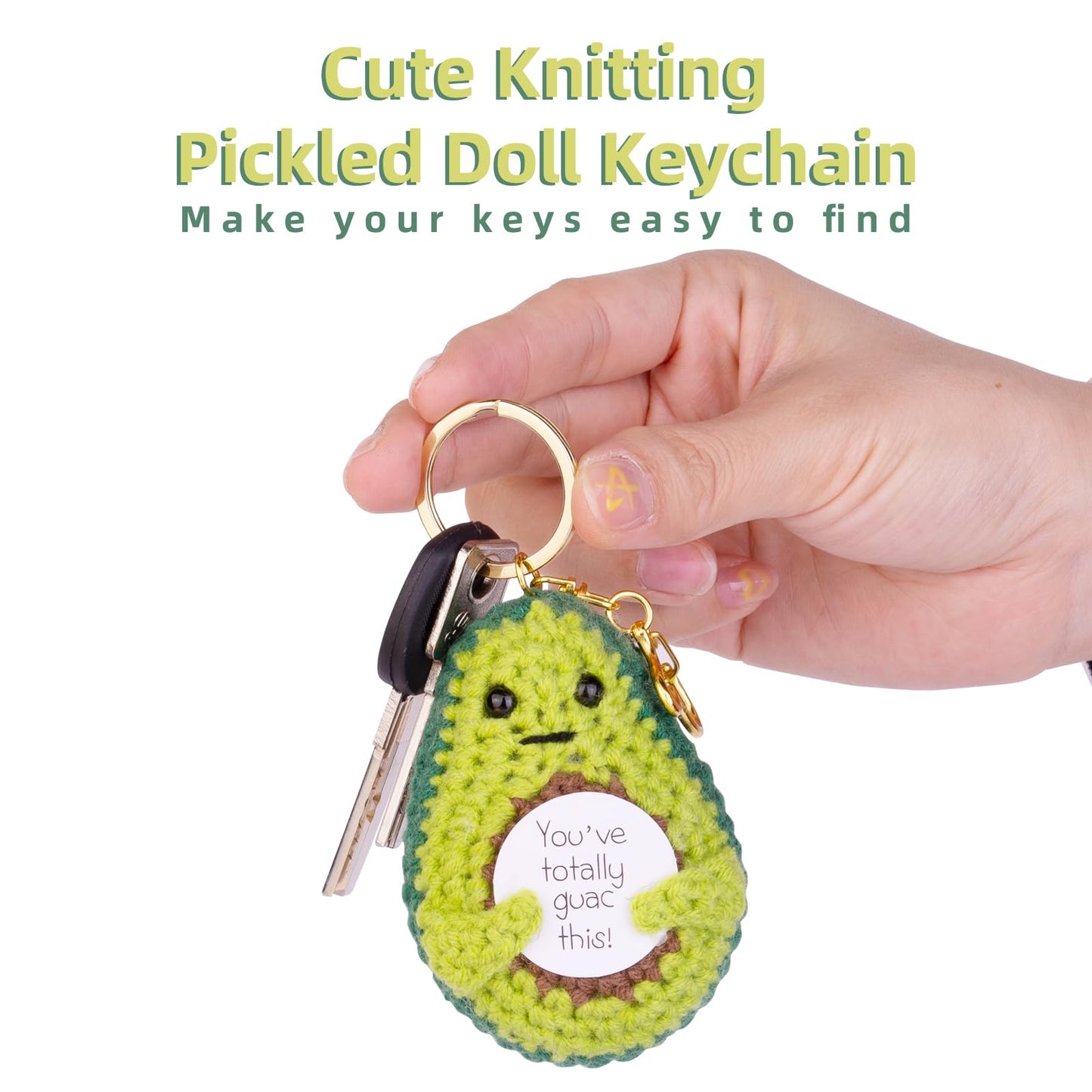 Mumyer Funny Positive Crochet Potato Keychain Handmade Emotional Support Knitted Wool Potato Doll Keychain Gift For Bag Charm(K5