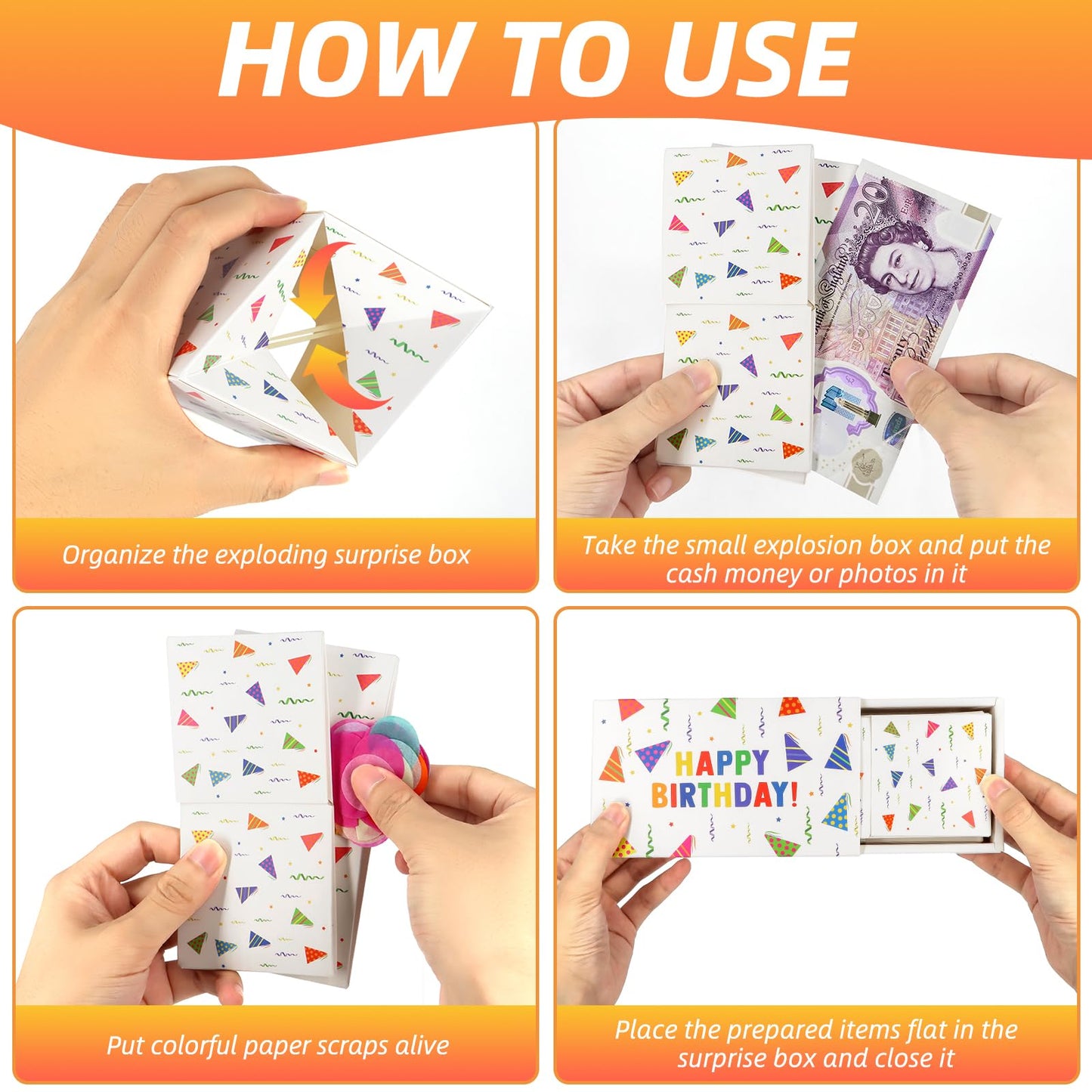 Giftota Happy Birthday Surprise Gift Box Explosion For Money, Money Gift Box Explosion With Confetti, Pop Out Money Gift Box, Mo