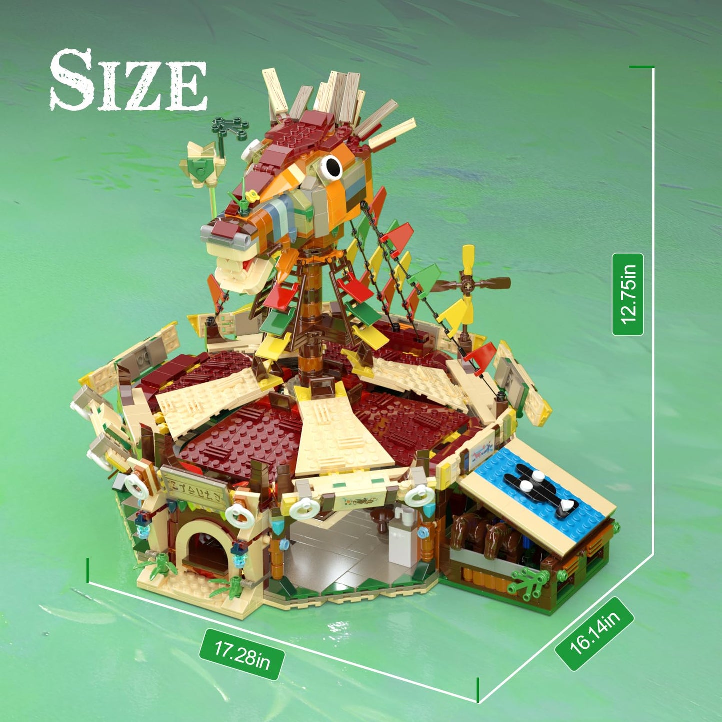 Horse Station Building Model Kit, Game Scene Hyrule Horse Head Station Yurt Tent Rooftop Building Toy, Game Scene Collectible Gifts Construction Toys For Adults Or Fans (1764 Pcs)