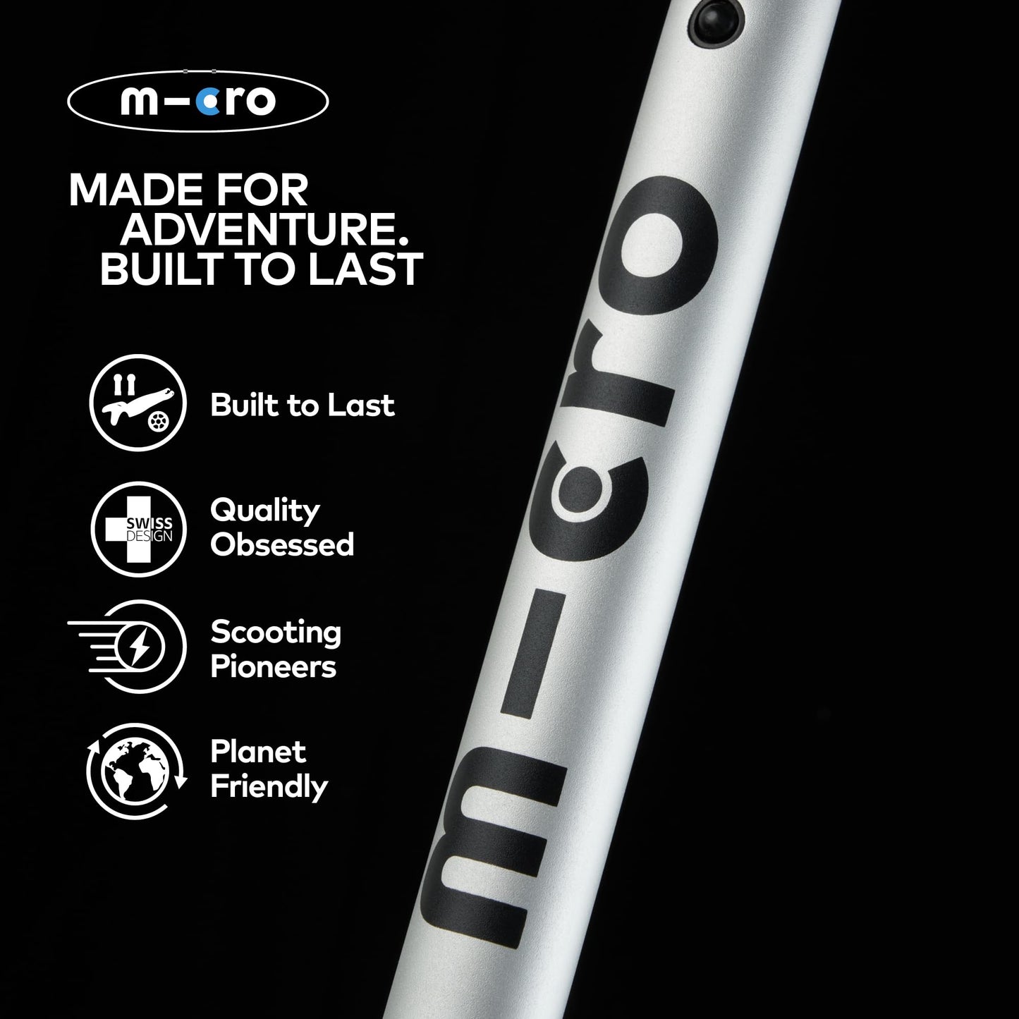 Micro Scooters | Micro Classic mature-themed Scooter | Big Wheels | City Commuting | Foldable | Matt Silver