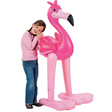 Fun Express Inflatable Pink Flamingo - 4.5 Feet Tall Vinyl Pool Decor #16/1197/OT