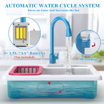 Smartchef Play Kitchen Sink Toys, Blue Electric Dishwasher Playing Toy With Running Water, Play Food & Tableware Accessories, Ki