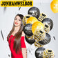 Jonhamwelbor Happy 25Th Birthday Anniversary Balloons (15Pcs 12Inch) 25 Year Old Balloons Decorations 25Th Black And Gold Latex