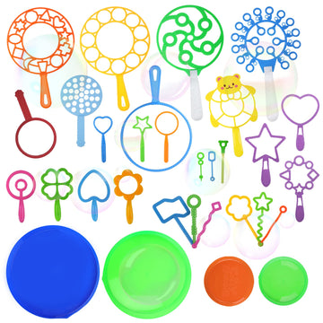 Bubble Wands Set, 28 Pcs Large Bubble Wand With Tray, Great For Kids Summer Outdoor Bubble Party Favors