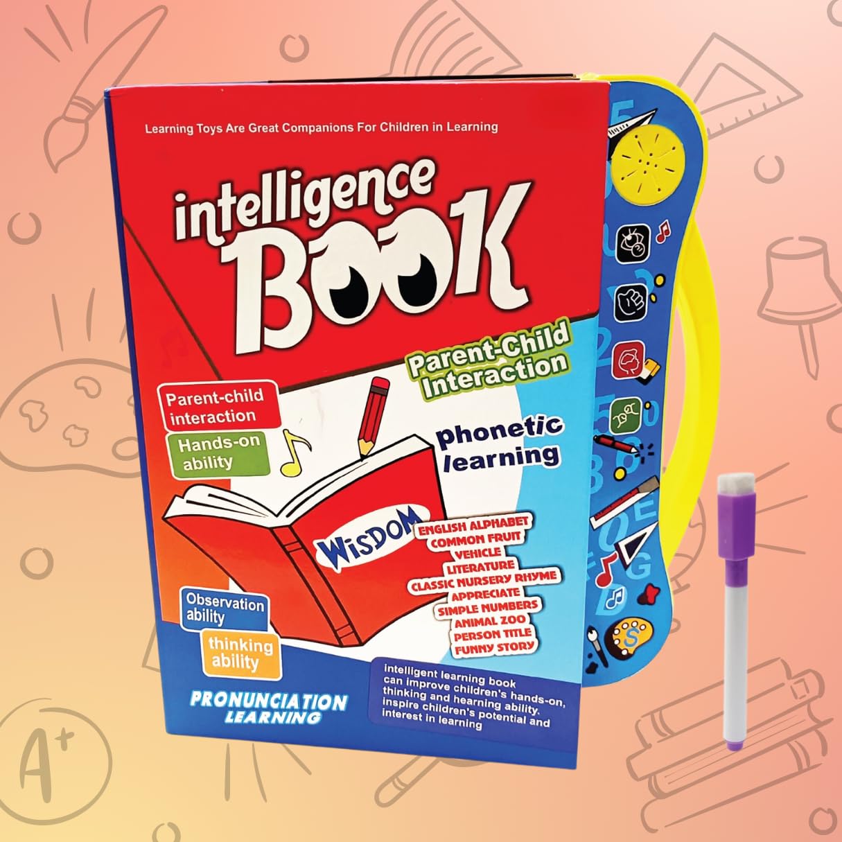 Playmagic Intelligence Phonetic Learning EBook|Activity With Alphabet,Numbers,Shapes,Animals,Nursery Rhyme|Birthday Gift|Intera