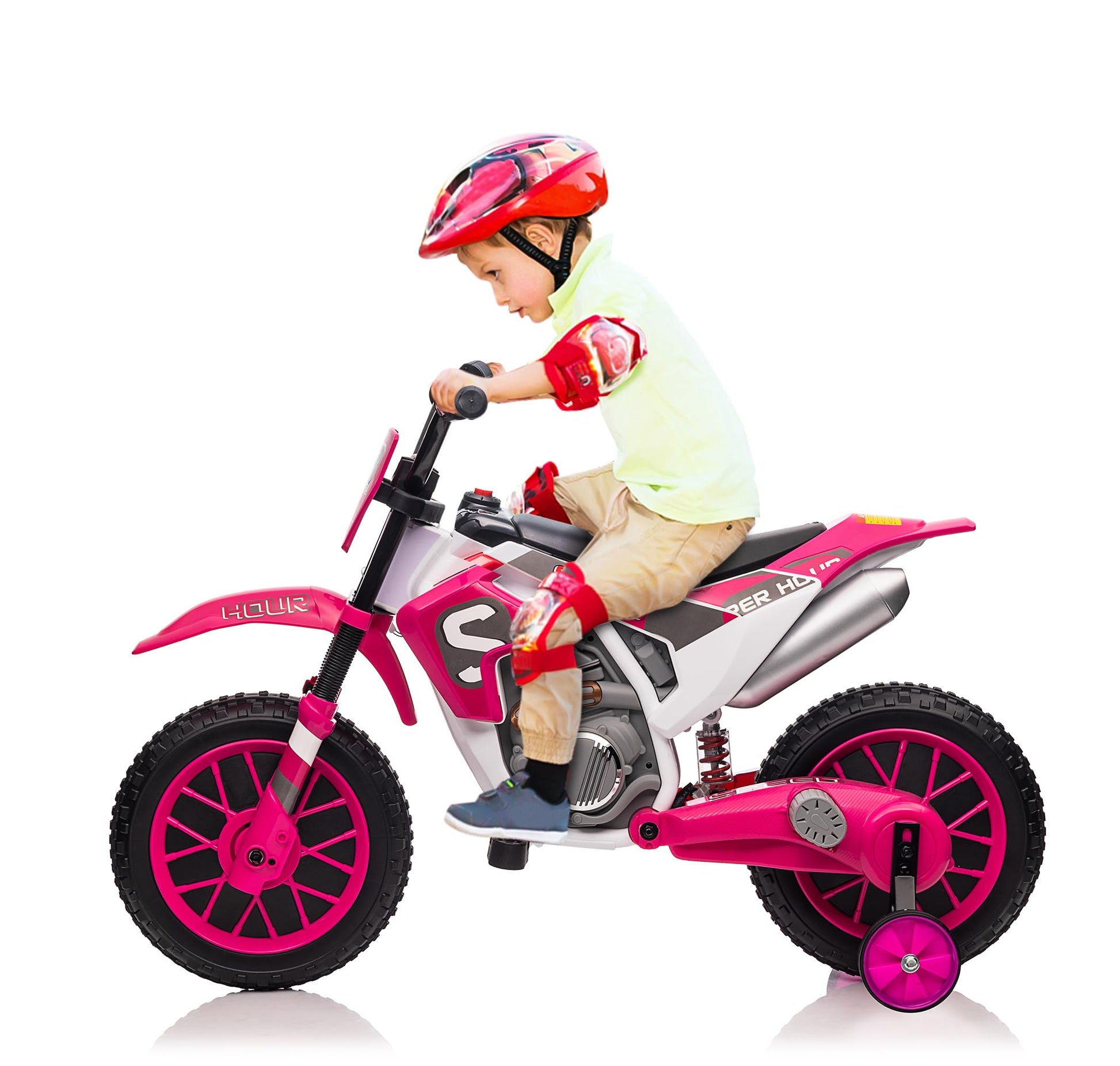 Toddler Motorcycle Kids Dirt Bike Tobbi 12 Volt Battery Powered Ride On Toys Electric Motorbike W/Training Wheels Gift For Boys Girls Aged 3+, Rose Pink