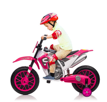 Toddler Motorcycle Kids Dirt Bike Tobbi 12 Volt Battery Powered Ride On Toys Electric Motorbike W/Training Wheels Gift For Boys Girls Aged 3+, Rose Pink