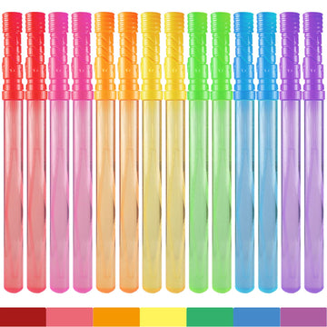 Bubble Wand, 28 Pack 14’’ Big Bubble Wands Bulk(7 Colors), Non-Toxic Smelless Bubble Toy For Kid Child Birthday Party Favor Wedding Summer Outdoor Pool Activity Bathroom Bath Toys
