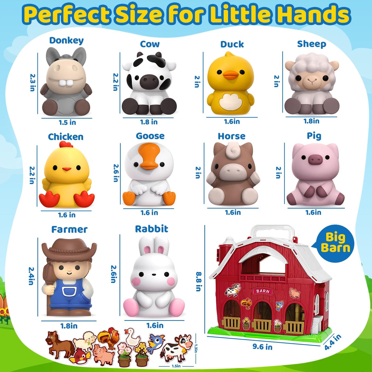 Kmuysl Toys For 1 2 3 Years Old Boys Girls, Big Red Barn Farm Animal Playset For Boys Girls, Learning Toys, Montessori Toys, Christmas Birthday Easter Gift For Baby Kids Toddlers Age 12-18 Months
