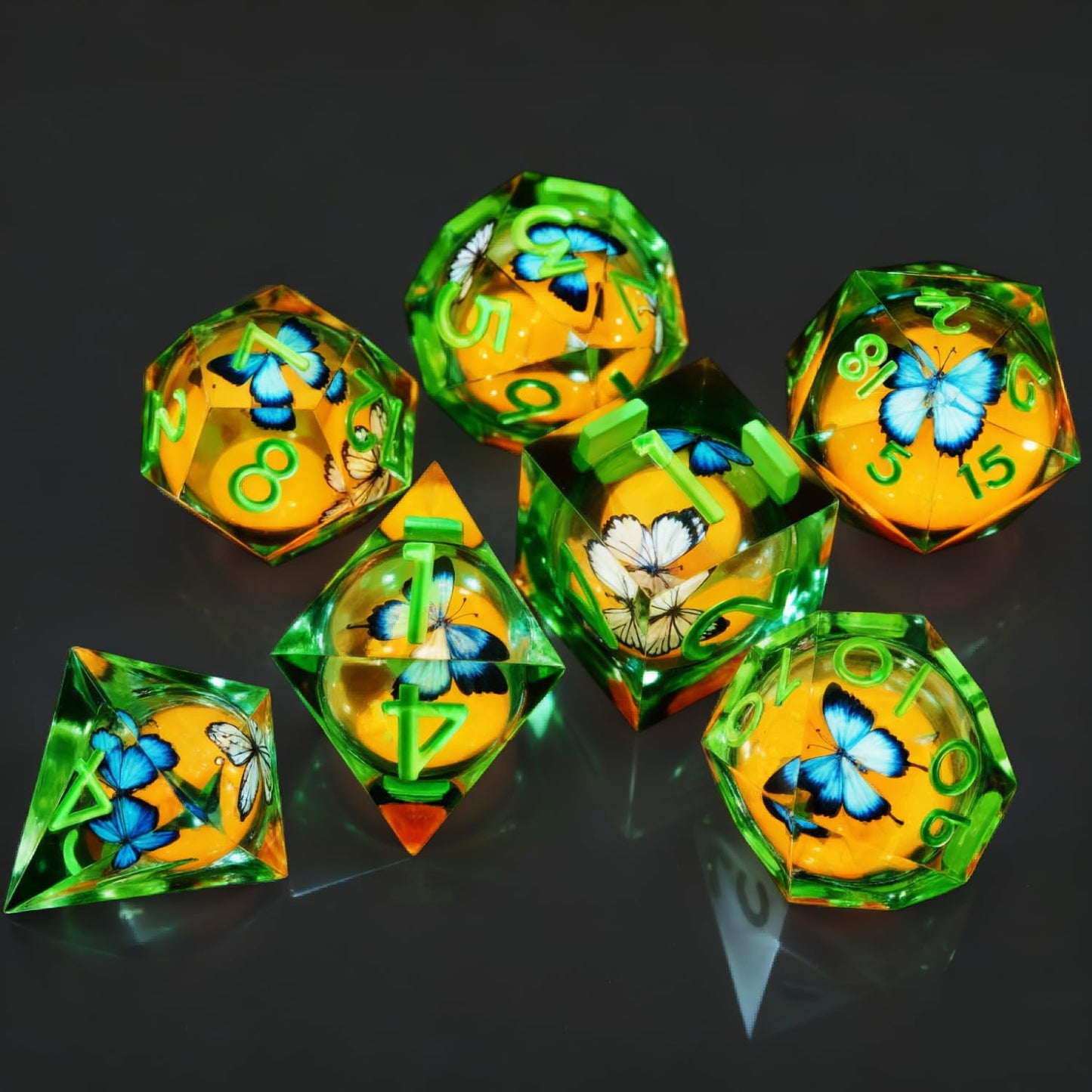 Resin Dice Set,Dragon and Dungeon Polyhedral Metal Dice, Punk Style Role-Play RPG Explorer MTG Pioneer Game DND Dice Set
