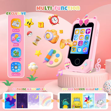 Nikuku Kids Smart Phone for Girls, Christmas Birthday Gifts for Girls 3-8 Year Old, Toddler Play Cell Phone Toys with Puzzle Gam
