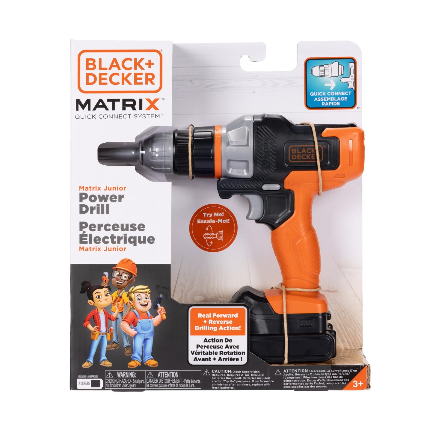BLACK+DECKER Matrix Jr. Power Drill Toy, 10.5"H x 9"L x 2.5"W, Plastic, B&D Matrix Jr. Drill, Forward & Reverse Action