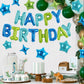 TONIFUL 35PCS Blue Green Happy Birthday Decorations Kit 16 Inch Happy Birthday Balloon Banner with Star Balloons Mylar Foil Birt