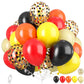 Dagelar Black Orange Yellow Red Balloons, Colorful Latex Balloons With Confetti Balloons, For Construction, Race Car, Monster Tr
