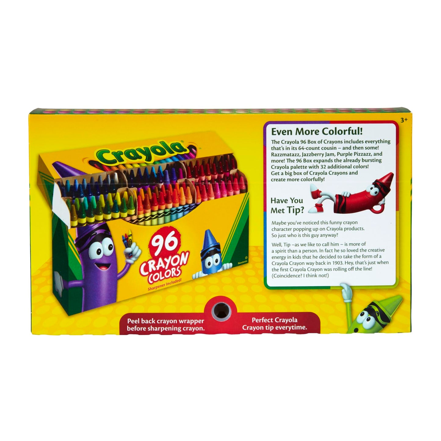 Crayola Classic Color Crayons in Flip-Top Pack with Sharpener, 96 Colors, Gift for Kids