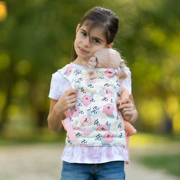 Happyvk Baby Doll Carrier For Little Girls Kids Toy Baby Carrier For Reborn Baby Doll Accessories Pink Roses