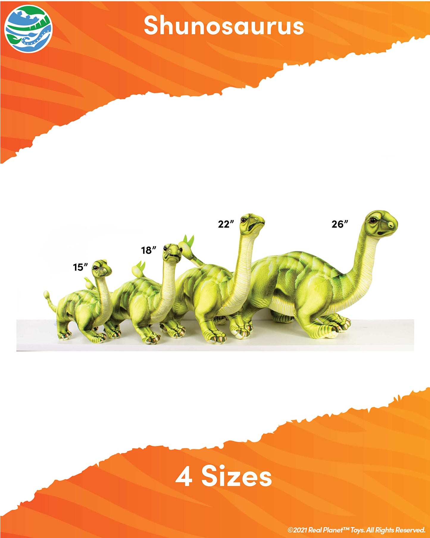 Real Planet 15'' Stuffed Dinosaur Plush - Dinosaur Stuffed Animals, Dino Plushie, Baby Stuffed Dinosaur, Little Boy Dinosaur Toy
