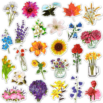 Flower Stickers For Scrapbooking Flower Stickers For Water Bottles Flower Stickers Flower Vinyl Stickers Floral Stickers(50 Pcs)