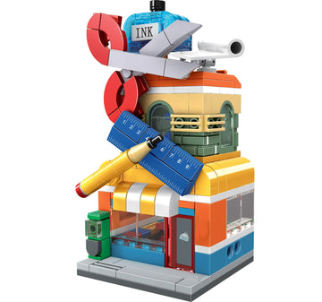 Brick Loot Exclusive Mini City Art School Supply Store - Custom Designed Model - Compatiable With All Major Building Block Brands - 220 Pieces