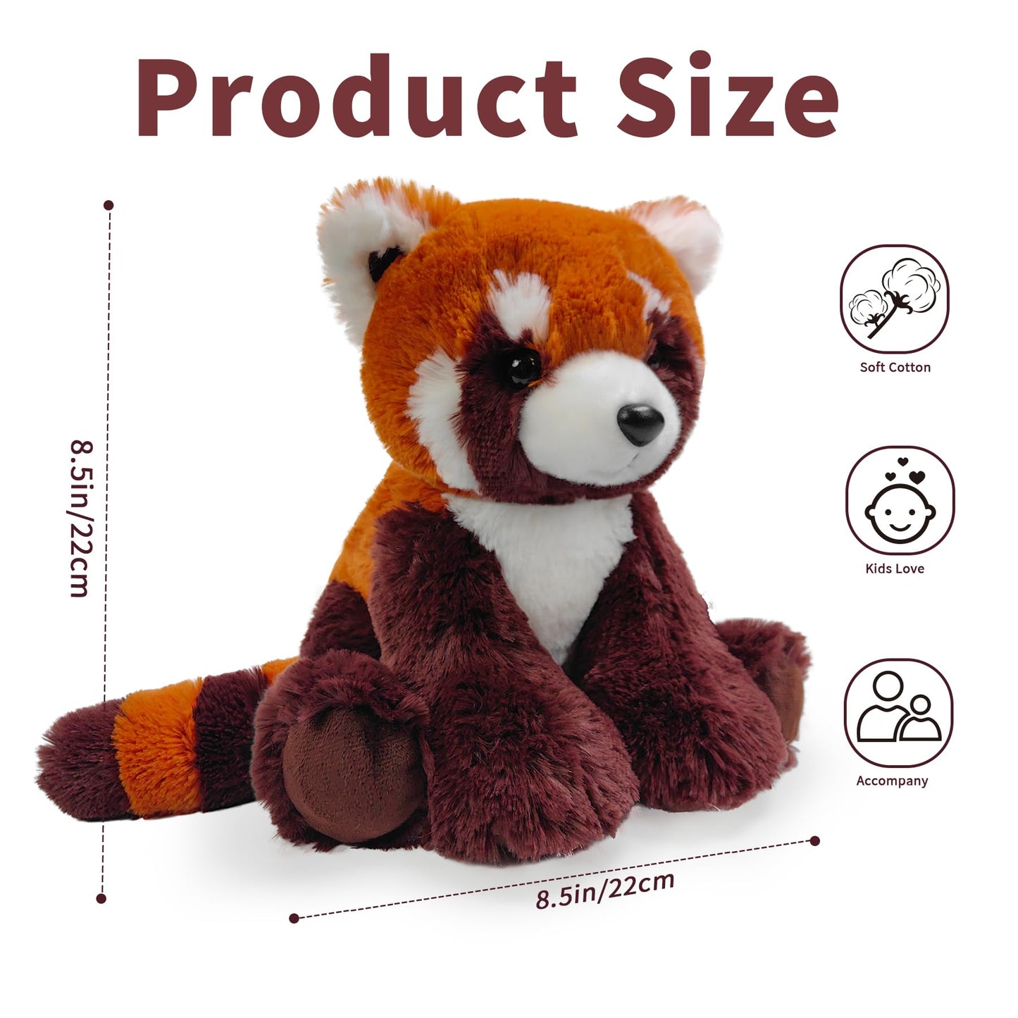 Hideekoog Red Panda Stuffed Animal Toy  Soft Huggable Red Panda Plush Toys for Kids  Cute Stuffed Animals Gift for Boys Girls and Toy for 1-3 Toddlers -8.5 Inch
