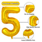 Pigetale Gold Number 5 Balloon For Girls Boys, 40 Inch Large Number 0-9, Big Foil Mylar Helium Digital Balloons For Women Men 15