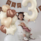 3Rd Birthday Balloons For Girls, Large Foil Beige Cream Sand White Neutral 3 Balloon, Nude Tan Apricot Brown Helium Heart Star B