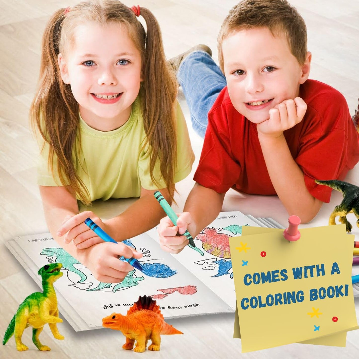 Dinosaur Toys For Kids 3-7. Dino Truck Carrier With 15 Figures + Bonus Book