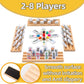 Double 12 Mexican Train Dominoes Set With 8 Wooden Racks & 91 Number Tiles Portable Travel Board Game For Kids And Adults Family