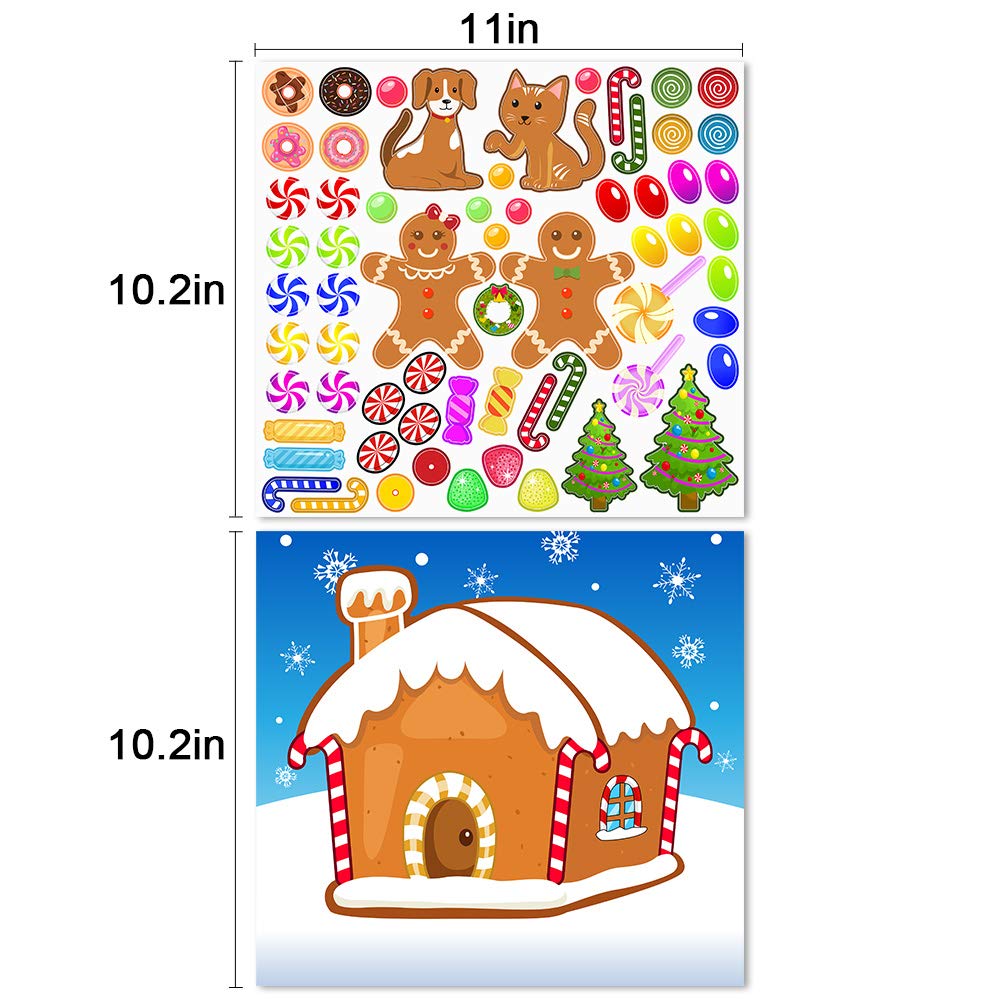 Make-A-Gingerbread House Stickers Christmas Party Game/Craft/Activity/Favor/Supplies for kids16pcs