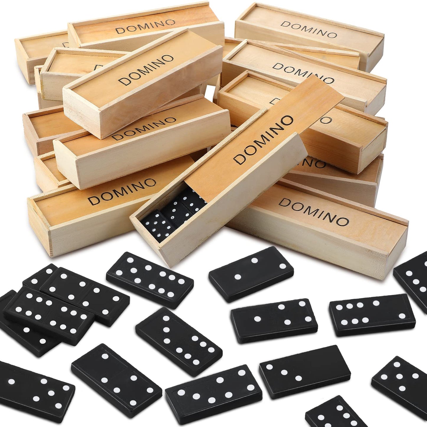 Hungdao 80 Pack Mini Dominos Set for Adults Bulk Double 6 Dominoes Wooden Miniature Classic Board Games Party Favor Travel Famil