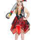 Ikali Girls Pirate Costume With Hat Accessories, Buccaneer Princess Fancy Dress Outfit For Kids 8-10 Years Themed Party Role Pla