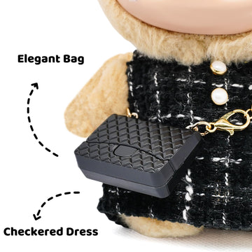 Clothes for 17cm Dolls  enhanced Dolls Accessories with elegant Chic Style Outfit Set 3 Piece Including a Bow  Clothes and Black Bag - High-End Fashion for Play & Display - No Doll (Black)