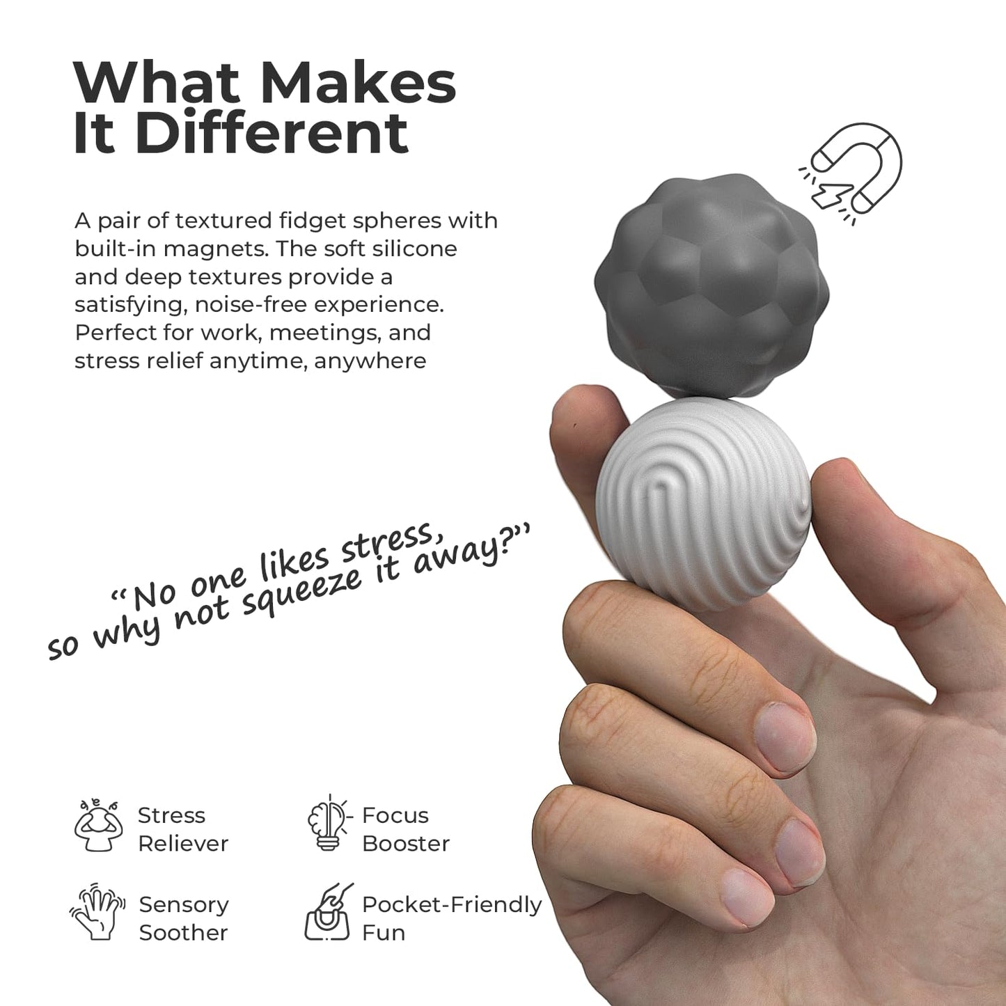 Silicone Magnetic Balls Fidget Toy For Adults, Soft Silicone Magnets Balls, Extra-Large 2Pcs 40.5Mm Stress Relief Sensory Toys F