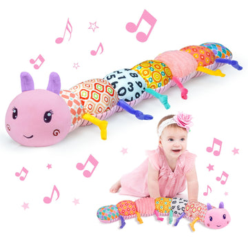 Baby Infant Musical Toy Soft Stuffed Animal Toy With Multi Textures,Rattle,Crinkle,Newborn Baby Toy For 0 3 6 9 12 Months Girls