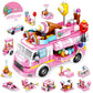 Vatos Girls Building Blocks Toys - 553 Pieces Ice Cream Truck Set Toys for Girls 25 Models Pink Building Bricks Toys STEM Toys V