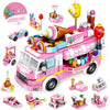 Vatos Girls Building Blocks Toys - 553 Pieces Ice Cream Truck Set Toys for Girls 25 Models Pink Building Bricks Toys STEM Toys V