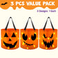 JOYIN 3 PCS Halloween Candy Pumpkin Buckets, 10.2 x 11.8 LED Light Trick or Treat Buckets, Orange Reusable Goody Treat Baskets f