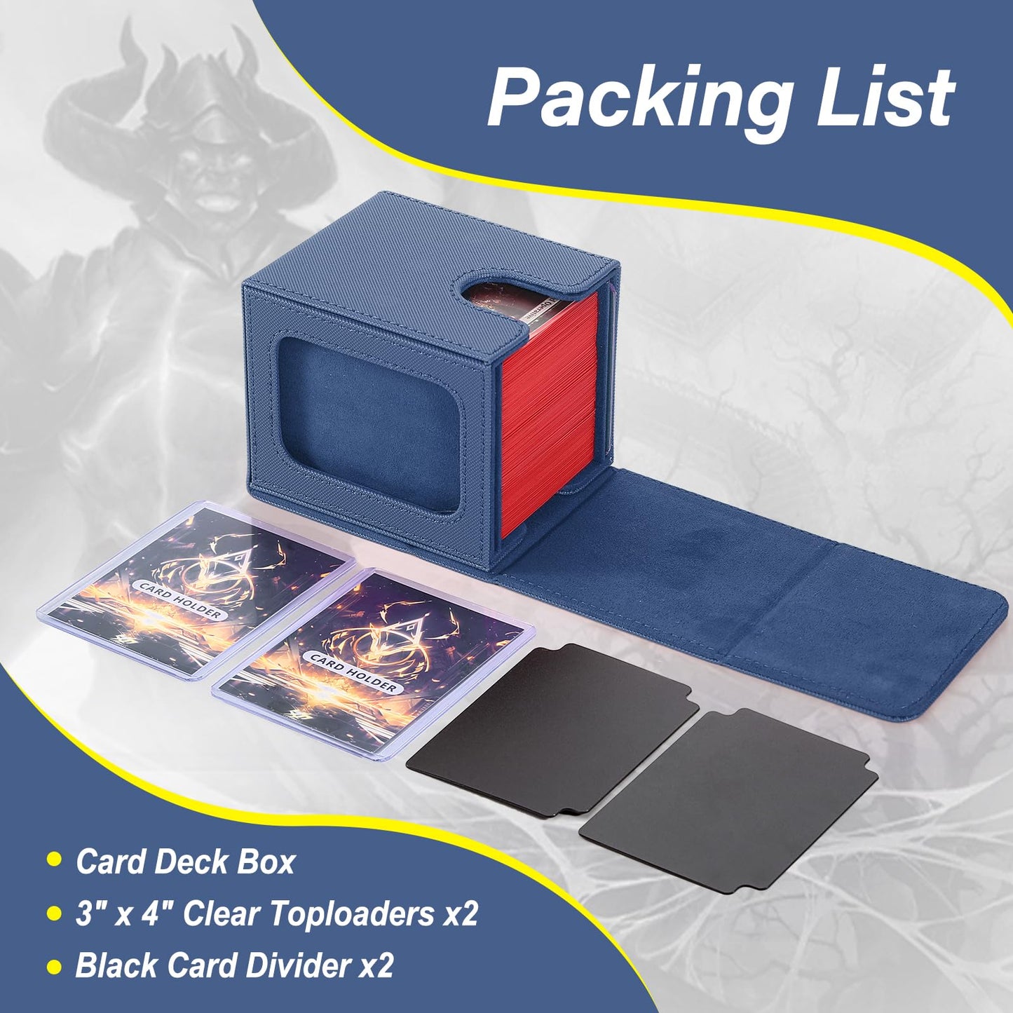 MTG Deck Box, Double Display Window MTG, Commander Deck Box Fits 120+ Single Sleeved Cards, PU Leather Magnetic Closure Card Box