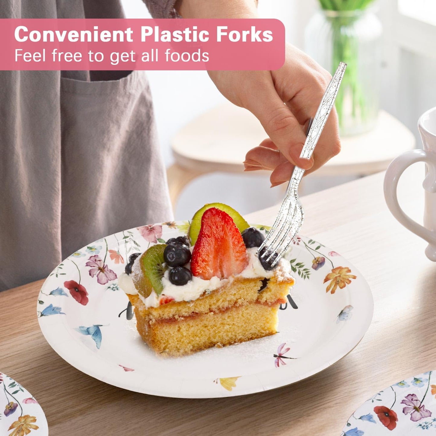 Lopeastar 100Pcs Wildflower Party Decorations Plates Set, Floral Paper Plates Napkins and Forks Flower Birthday Decorations for