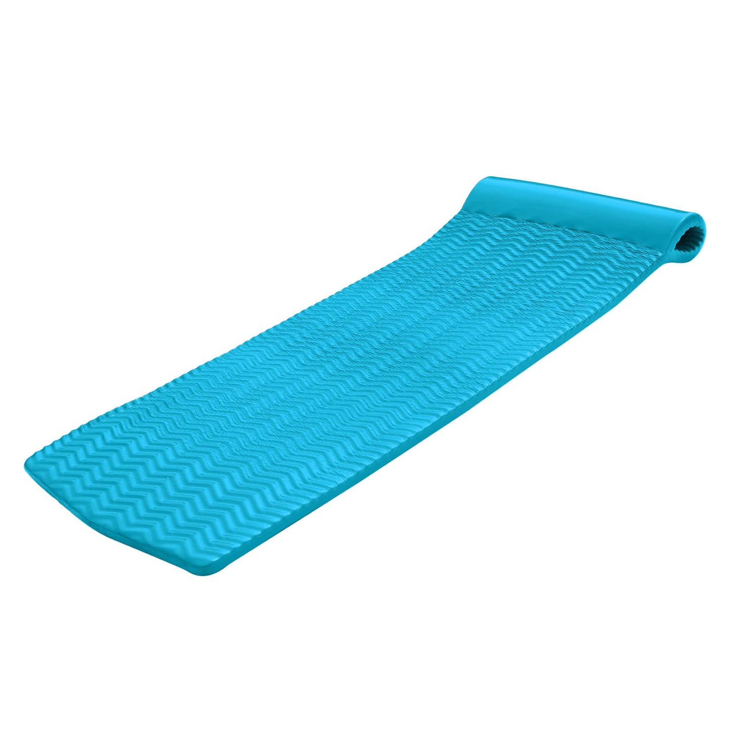 TRC Recreation Serenity 1.5  Thick Vinyl Coated Foam Swimming Pool Float Mat mature-themed Lounger with Built-In Roll Pillow  Tropical Teal