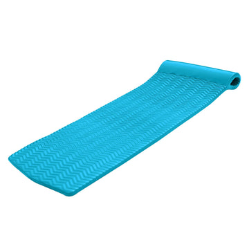TRC Recreation Serenity 1.5  Thick Vinyl Coated Foam Swimming Pool Float Mat mature-themed Lounger with Built-In Roll Pillow  Tropical Teal