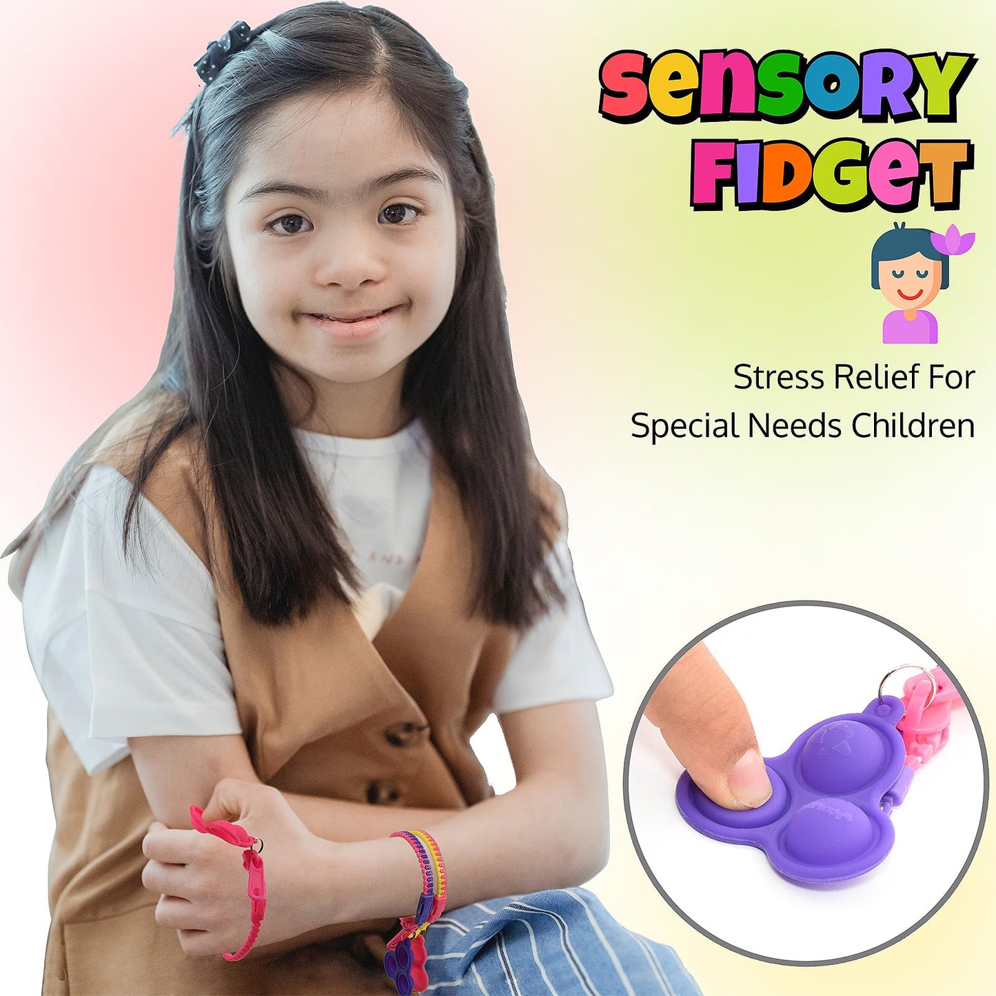 UpBrands 72 Fidget Party Favors for Kids Upgraded Zipper Pop-it Bracelets, ADHD Fidget Toys, Fidget Poppers, Gifts for Kids Bulk