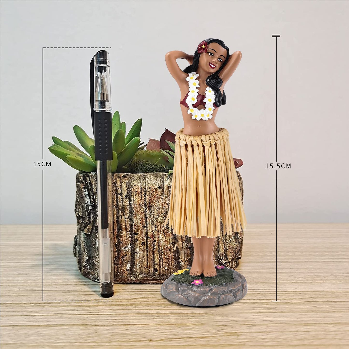Bcsmyer Hawaii Hula Girl Dashboard Bobbleheads For Driver Dashboard Decorations Medium Size 6.3' High Dashboard Hula Girl