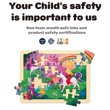 24 Piece Puzzles For Kids 3 Year Old, Unique Shape Jigsaw Pieces Fairy Princess, Wooden Jigsaw Puzzles For Toddlers, Preschool Puzzles For 3 4 5 Year Old Girls With Wooden Puzzle Tray And Storage Bag